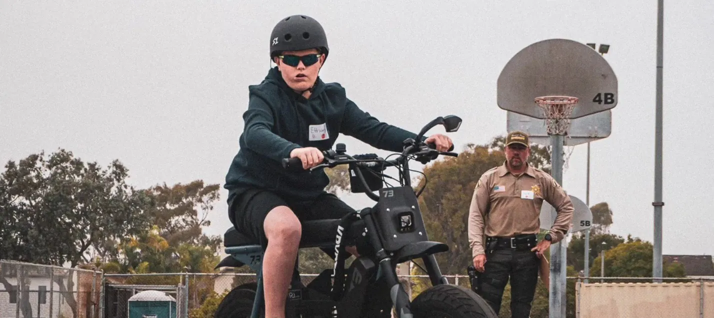 Young rider demonstrating practical eBike skills during supervised training